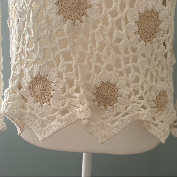 Handmade Crochet Top Small Granny Square Sheer Vintage Grandma Cottagecore Fairy - Picture 7 of 12